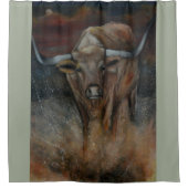 テキサス州の長角牛Bull シャワーカーテン (正面)