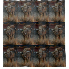 テキサス州の長角牛Bull シャワーカーテン