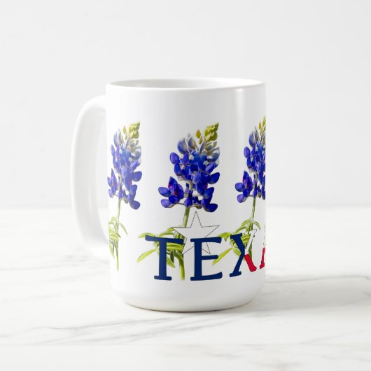テキサス州の青いぼんぼり花マグカップ コーヒーマグカップ (正面左)