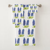 テキサス州の青い花、ブルーボンネット 水彩画、 バスタオルセット (インサイチュ)