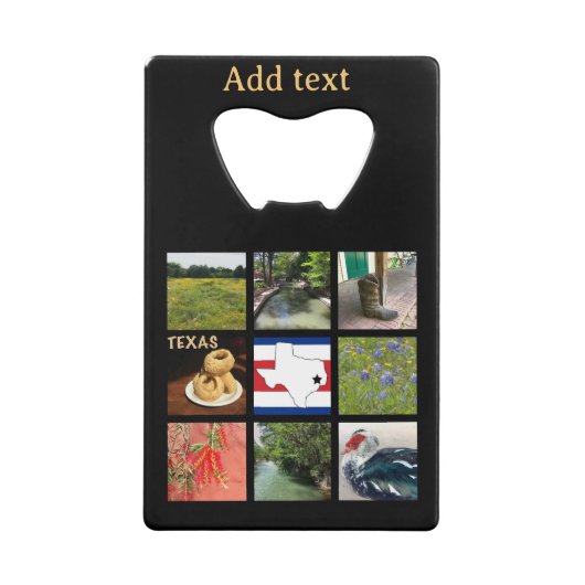 テキサス州の風光明媚な写真 クレジットカード栓抜き (正面)