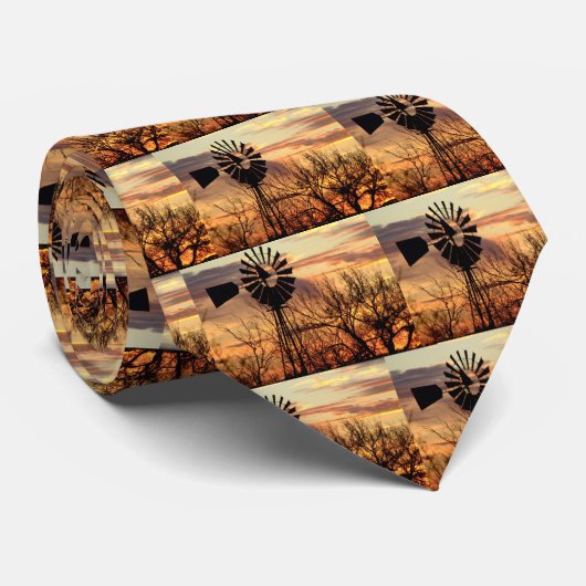 テキサス州の風車の日没 ネクタイ (ロール)