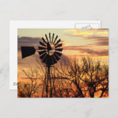 テキサス州の風車の日没 ポストカード (正面/裏面)