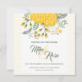 テキサス州の黄色のバラ – ギンガムとバラ結婚の 招待状 (正面)