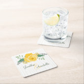 テキサス州の黄色結婚いバラ スクエアペーパーコースター (インサイチュ)