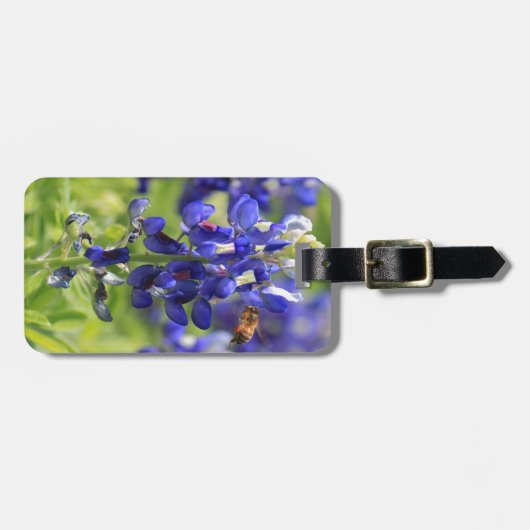 テキサス州のBluebonnet及び《昆虫》マルハナバチの名前入りな荷物 ラゲッジタグ (正面横)