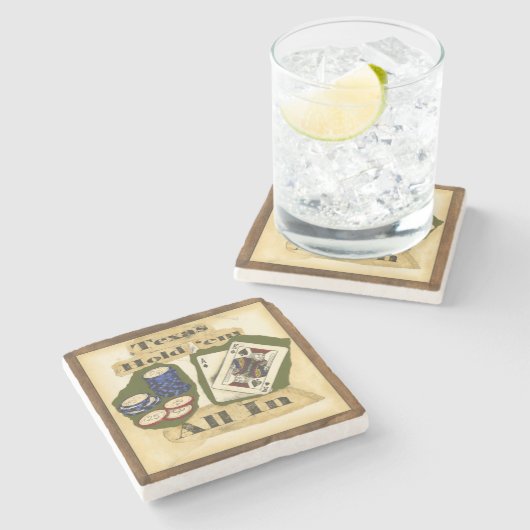 テキサス州はそれらを王およびエースが付いている手握ります ストーンコースター (横)