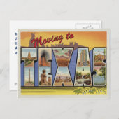 テキサス州へのヴィンテージ変更住所 案内ポストカード (正面/裏面)