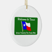 テキサス州への歓迎-米国の交通標識 セラミックオーナメント (右)