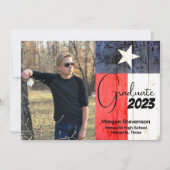 テキサス州をテーマにした写真卒業発表 招待状 (正面)