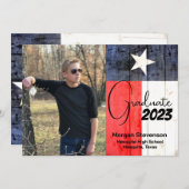 テキサス州をテーマにした写真卒業発表 招待状 (正面/裏面)