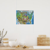 テキサス州アメリカの地図 ポスター (キッチン)