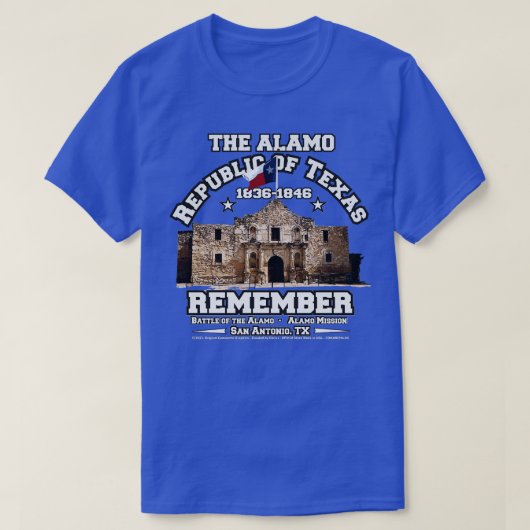 テキサス州アラモ共和国1836 Tシャツ (デザイン正面)