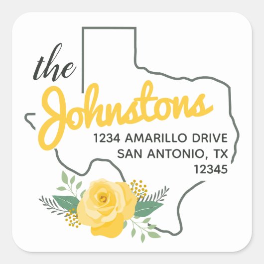 テキサス州イエローローズファミリー住所 シール (正面)