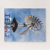 テキサス州イメージ、風車、テキサス州ロゴ ジグソーパズル (横)