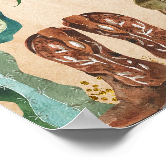 テキサス州ウェスタン素朴カウボーイ誕生日ゲストブック ポスター (角)