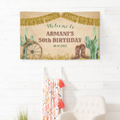 テキサス州ウェスタン素朴カウボーイ誕生日ラージバナー 横断幕 (インサイチュ)