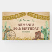 テキサス州ウェスタン素朴カウボーイ誕生日ラージバナー 横断幕 (横)