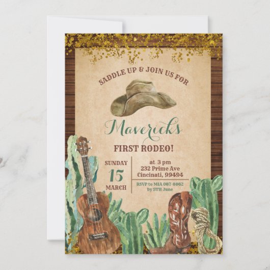 テキサス州ウェスタン・ボーイ・ファースト・ロデオの誕生日 招待状 (正面)