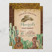 テキサス州ウェスタン・ボーイ・ファースト・ロデオの誕生日 招待状 (正面/裏面)