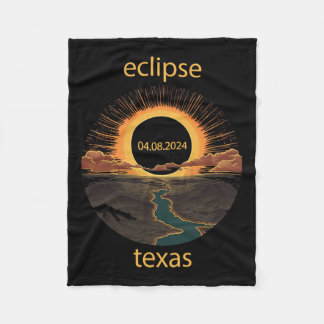 テキサス州エクリプス2024年4月8日04.08.2024テキサス州 太陽の フリースブランケット