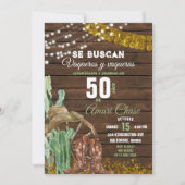 テキサス州エレガントサボテン材成体メキシコ誕生日 招待状 (正面)