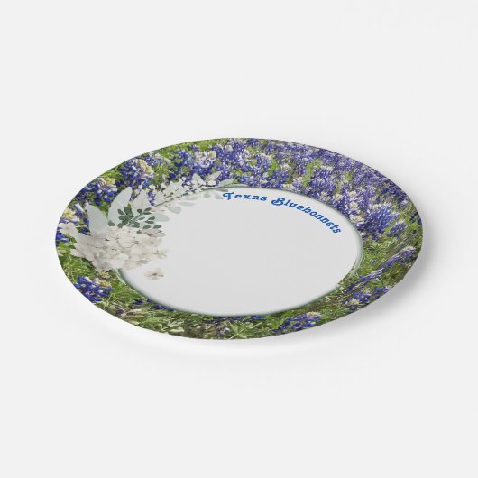 テキサス州エレガントブルーボンネットワイルドフラワー紙プレート ペーパープレート (アングル)