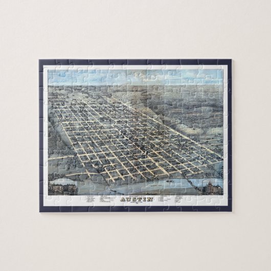 テキサス州オースティンアンティーク航空市地図1873年 ジグソーパズル (横)