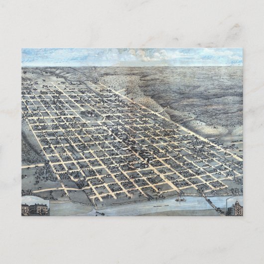 テキサス州オースティンアンティーク航空市地図1873年 ポストカード (正面)