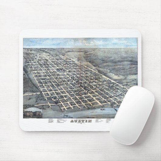 テキサス州オースティンアンティーク航空市地図1873年 マウスパッド (マウス)