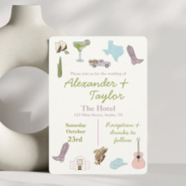 テキサス州オースティン結婚式招待状 招待状