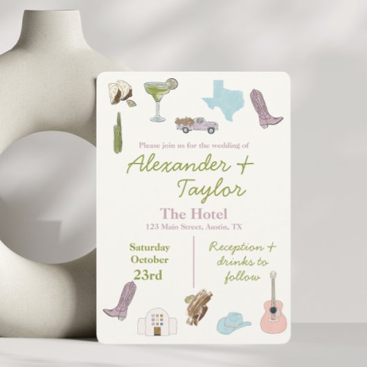 テキサス州オースティン結婚式招待状 招待状