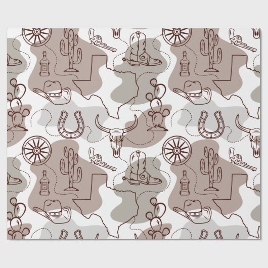 テキサス州カウボーイウエスタンドードル ラッピングペーパー (フラット)