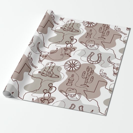 テキサス州カウボーイウエスタンドードル ラッピングペーパー (アンロールド)