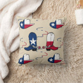 テキサス州カウボーイブーツと帽子 クッション (ブランケット)