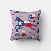 テキサス州カウボーイブーツ帽子の馬のロープ任意の色 クッション (正面)