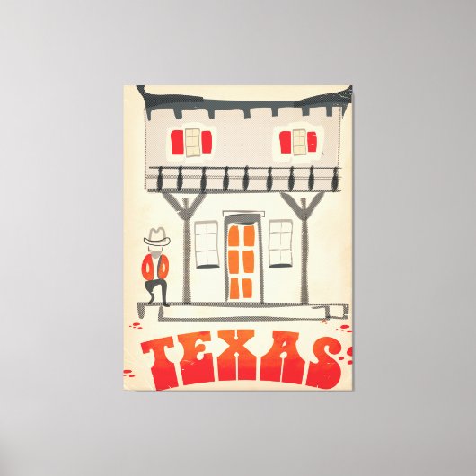 テキサス州カウボーイヴィンテージスタイル旅行ポスター キャンバスプリント (正面)