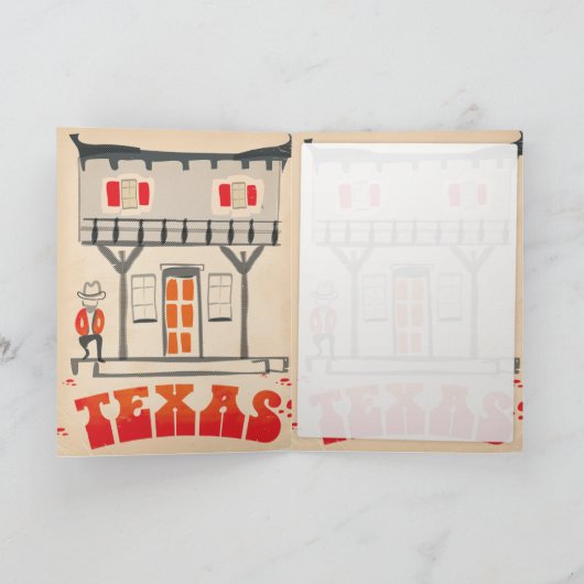 テキサス州カウボーイヴィンテージスタイル旅行ポスター シーズンカード (内部)