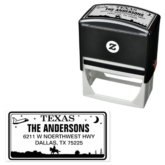 テキサス州カスタムライセンスプレート差出人住所スタンプ セルフインキングスタンプ (インサイチュ)