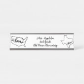 テキサス州カスタム州USホームラインアート デスクネームプレート (正面)