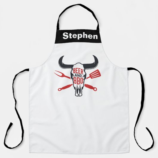 テキサス州カスタムBBQエプロン、カウボーイズビール、BBQ エプロン (正面)