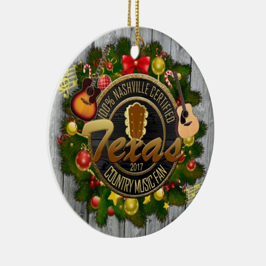 テキサス州カントリーミュージックファンのクリスマス装飾 セラミックオーナメント (右)