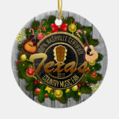 テキサス州カントリーミュージックファンのクリスマス装飾 セラミックオーナメント (正面)