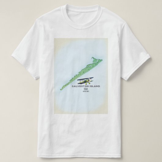 テキサス州ガルベストン島アメリカ地図 Tシャツ (デザイン正面)