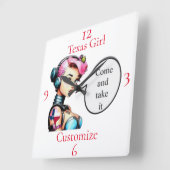 テキサス州ガールサンダー_コーブ スクエア壁時計 (傾斜)