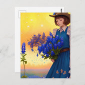 テキサス州ガールテキサス州ブルーボンネットテキサンプライドアート ポストカード (正面/裏面)