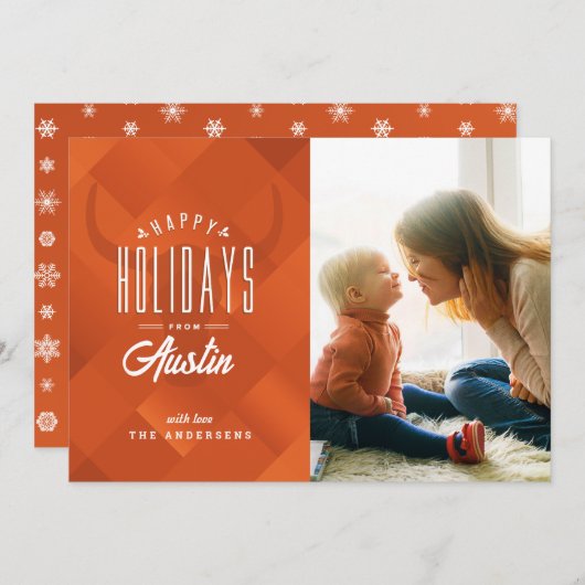 テキサス州クリスマスの休日あなたの街からの写真 シーズンカード (正面/裏面)