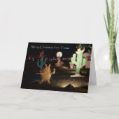 テキサス州クリスマスカード – アルマジロとサボテン シーズンカード (正面)