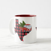 テキサス州クリスマスバッファロープレイドレッドピックアップトラック ツートーンマグカップ (正面左)