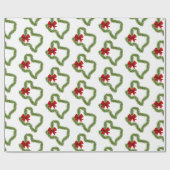 テキサス州クリスマスリースとレッドボウ ラッピングペーパー (フラット)